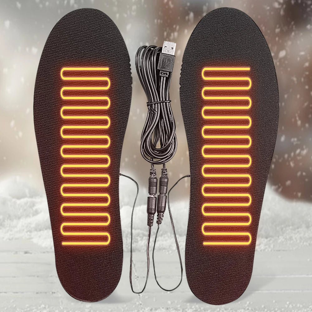 USB Heated Shoe Insoles Electric Heated Shoes Pad Cuttable Foot Warming Pad Electric Heated Insoles for Winter Camping Fishing