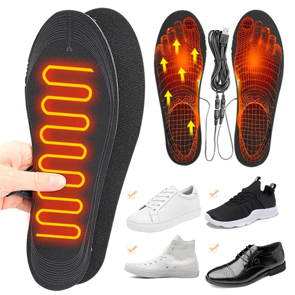 USB Heated Shoe Insoles Electric Heated Shoes Pad Cuttable Foot Warming Pad Electric Heated Insoles for Winter Camping Fishing